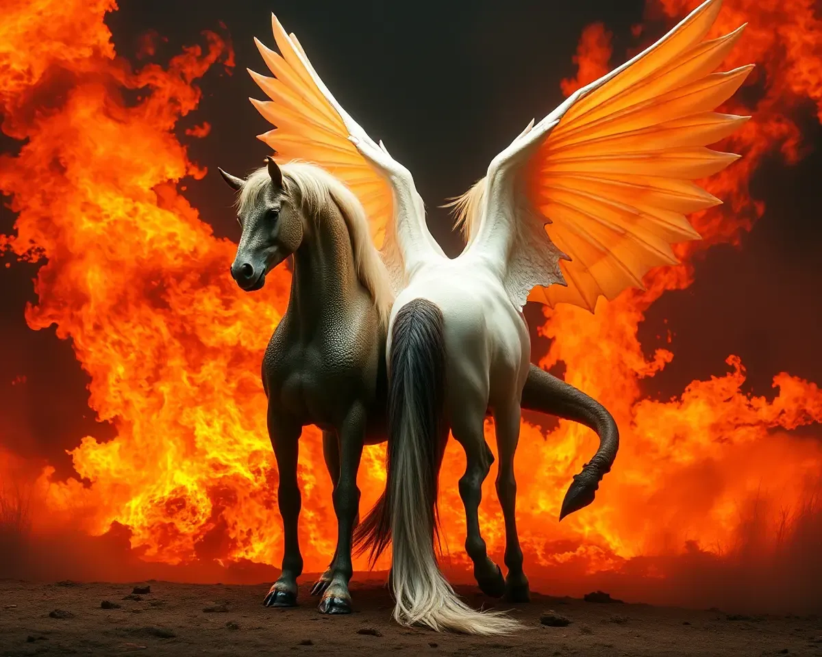 Pegasus and Dragon Stand Back-to-Back Against Fiery Inferno