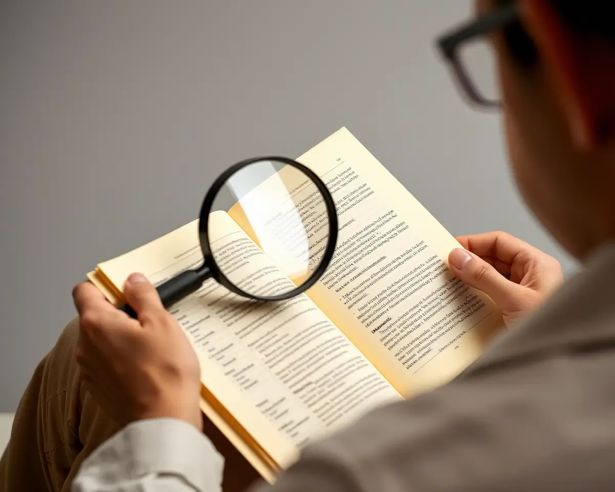 Person Reads Yellow A4 Size Paper with Magnifying Glass