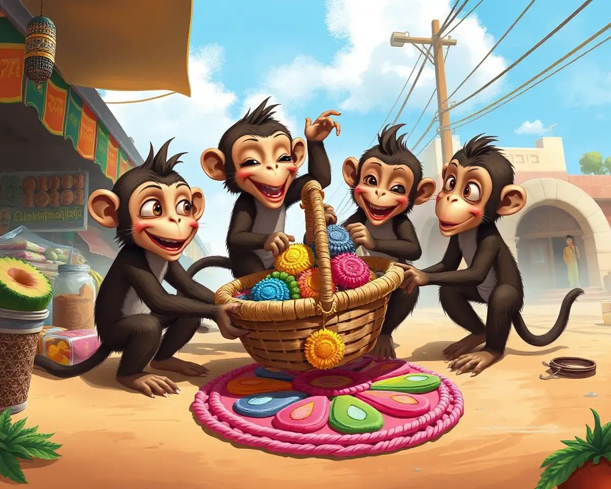 Pictoa Desi: Mischievous Monkeys Play with Rangoli Designs