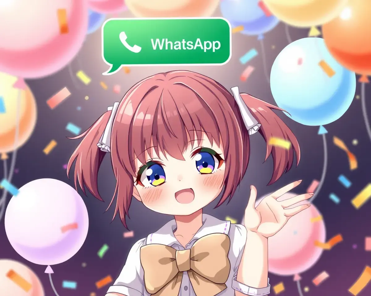 Playful Anime Girl with Pigtails and Confetti