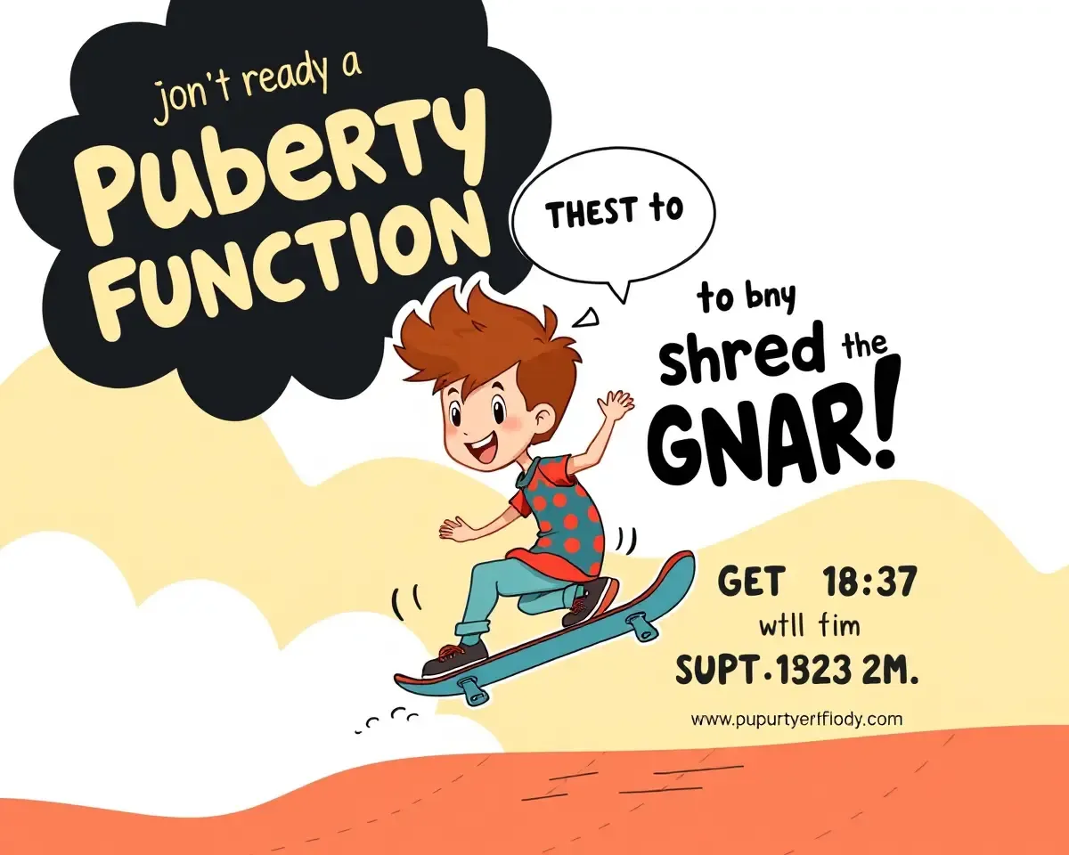 Playful Puberty Invitation with Skateboarding Cartoon Boy