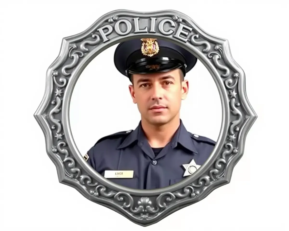 Police Badge-Shaped Photo Frame with Classic Design