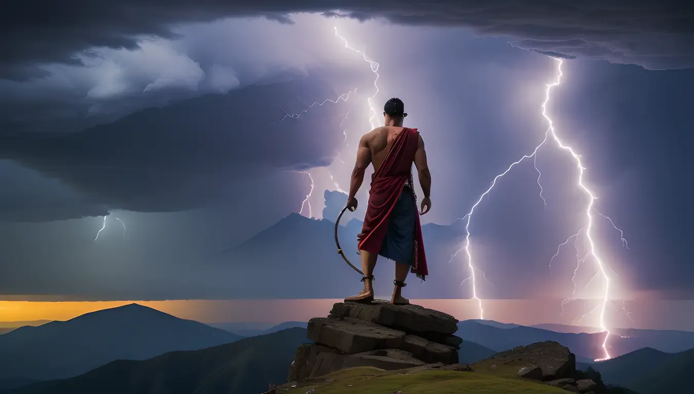 Powerful Sada Shiva Standing on Mountain Peak