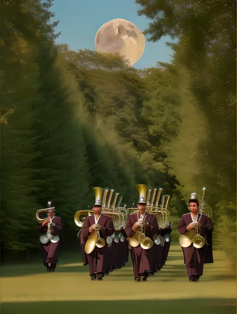 Procession of Angels Marches Through Lush Forest