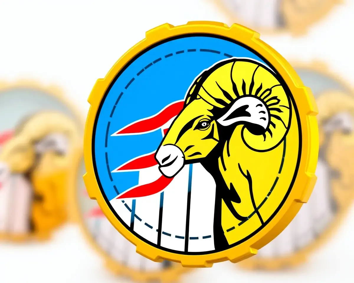 RAM Chip with Waving Flag on Blue Background