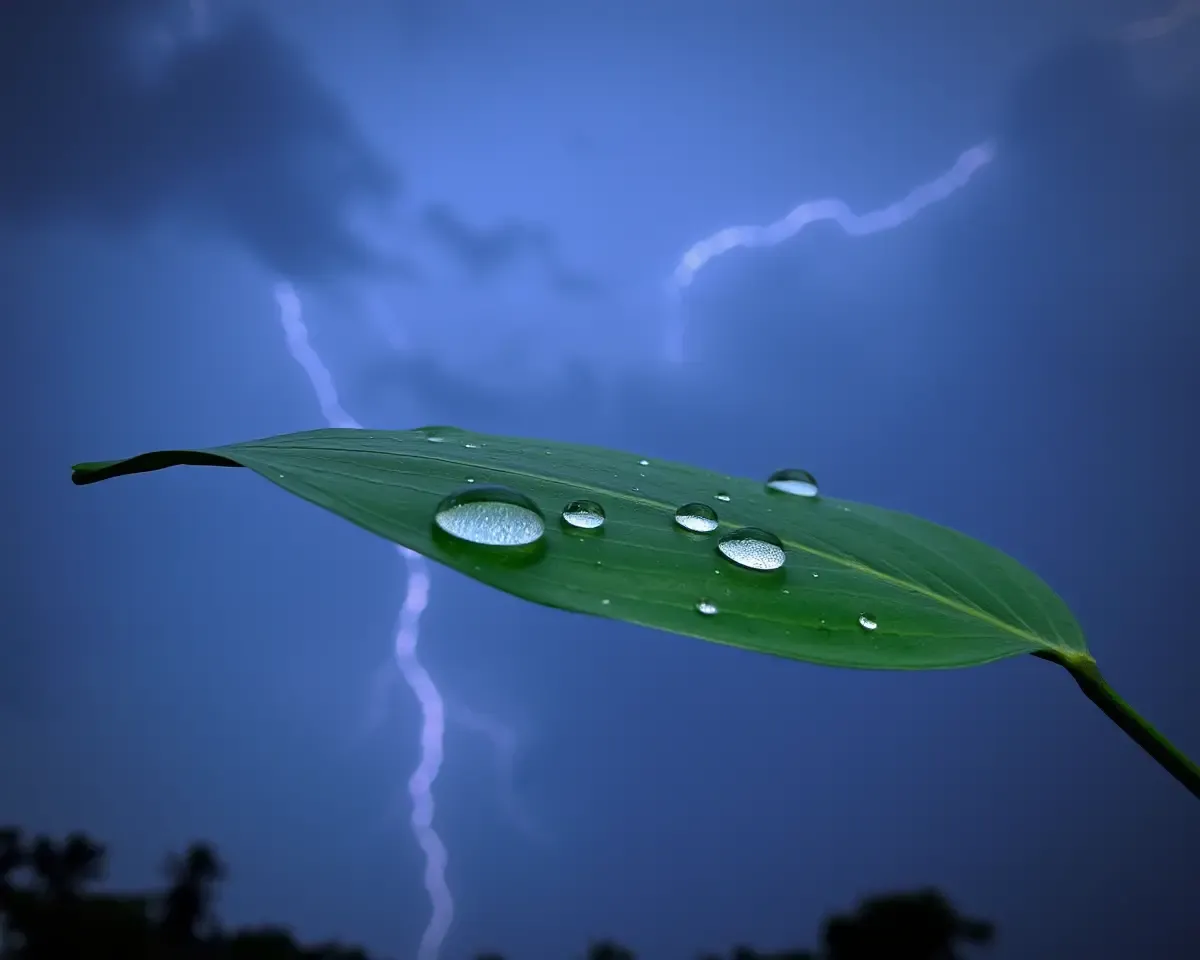 Rainy Bhoringani Leaf with Glistening Drops