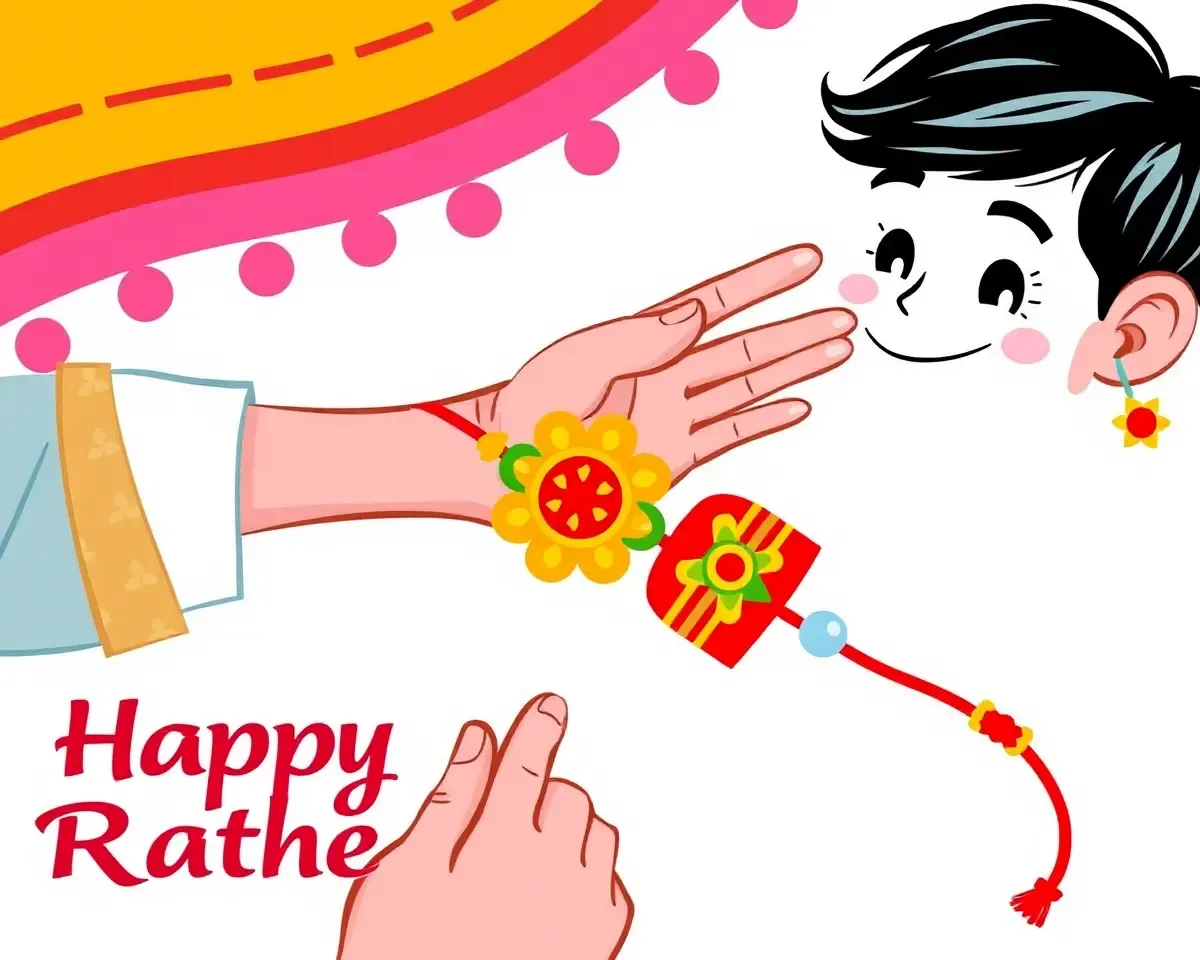Raksha Bandhan Text PNG: Colorful Rakhi Illustration