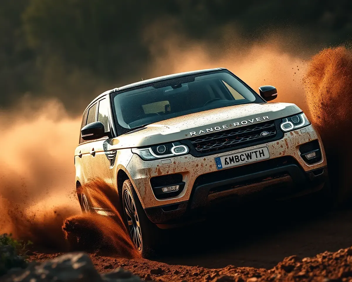 Range Rover Off-Road Adventure with Mud and Dirt Flying