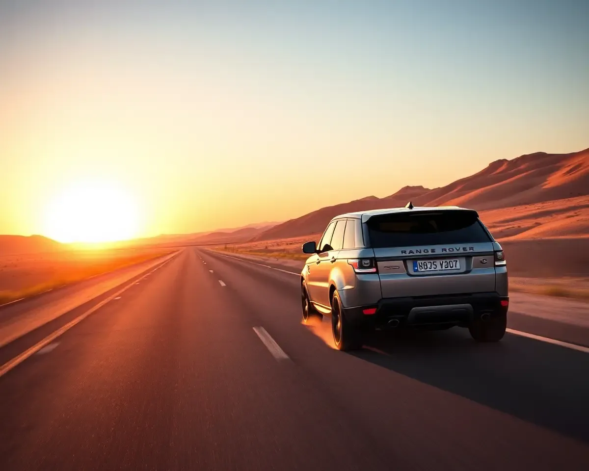 Range Rover Sport Drives Off into Desert Sunset