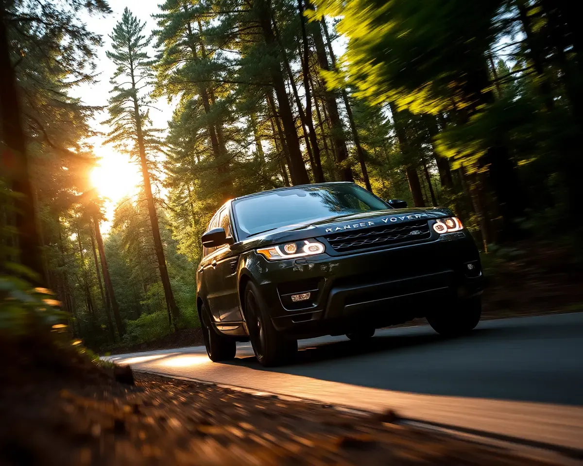 Range Rover Sport Drives Through Dense Forest