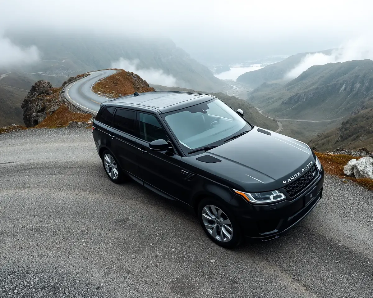 Range Rover Sport on Winding Mountain Road at Sunrise