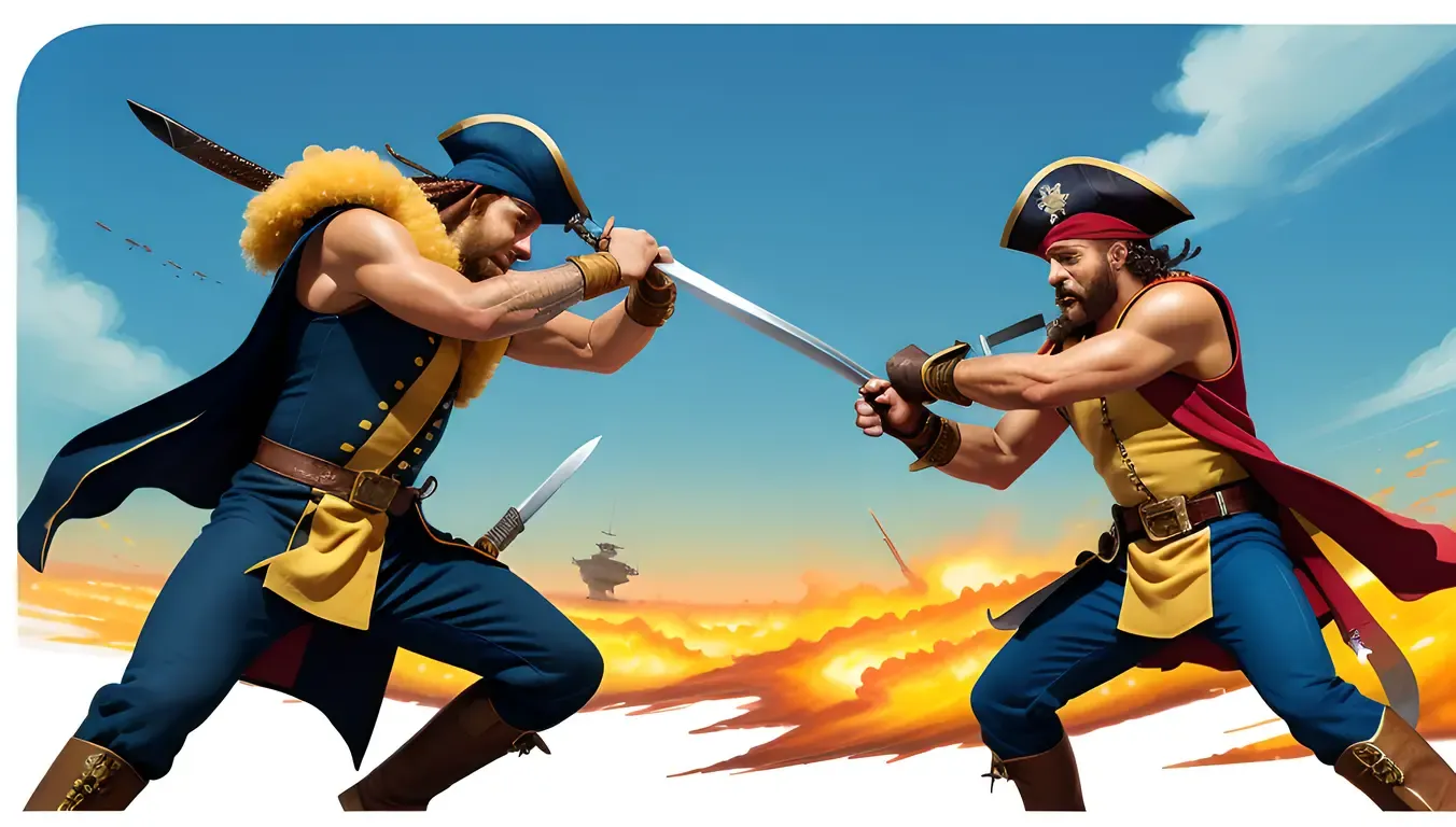 Rastapopoulos in Battle with Rival Pirate Captain