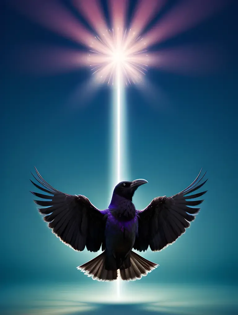 Raven in Dreamlike State with Halo of Light