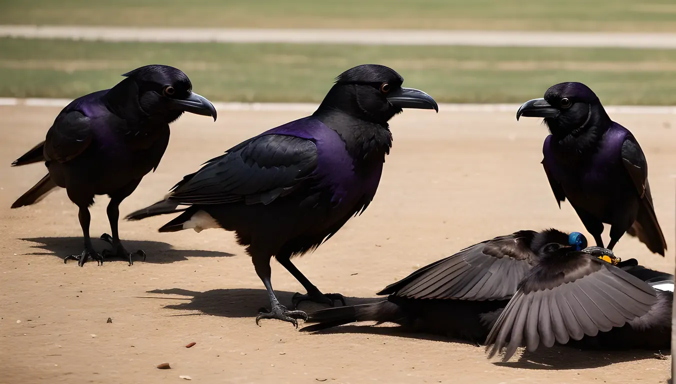 Ravens Gather Around Carcass with Intelligent Curiosity