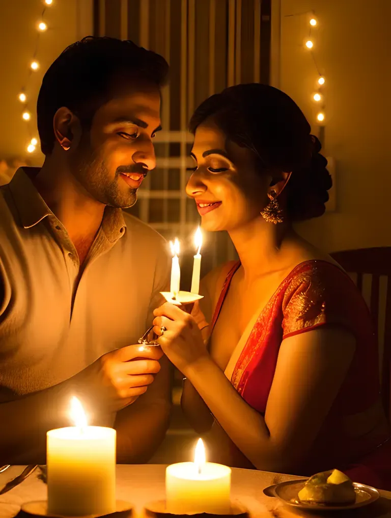 Real Bhabhi's Romantic Dinner with Husband, Soft Music and Candles