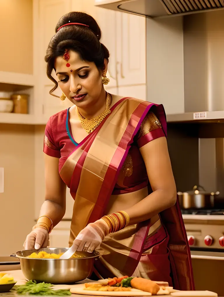 Real Indian Bhabhi Helps Mother-in-Law in Kitchen with Aroma