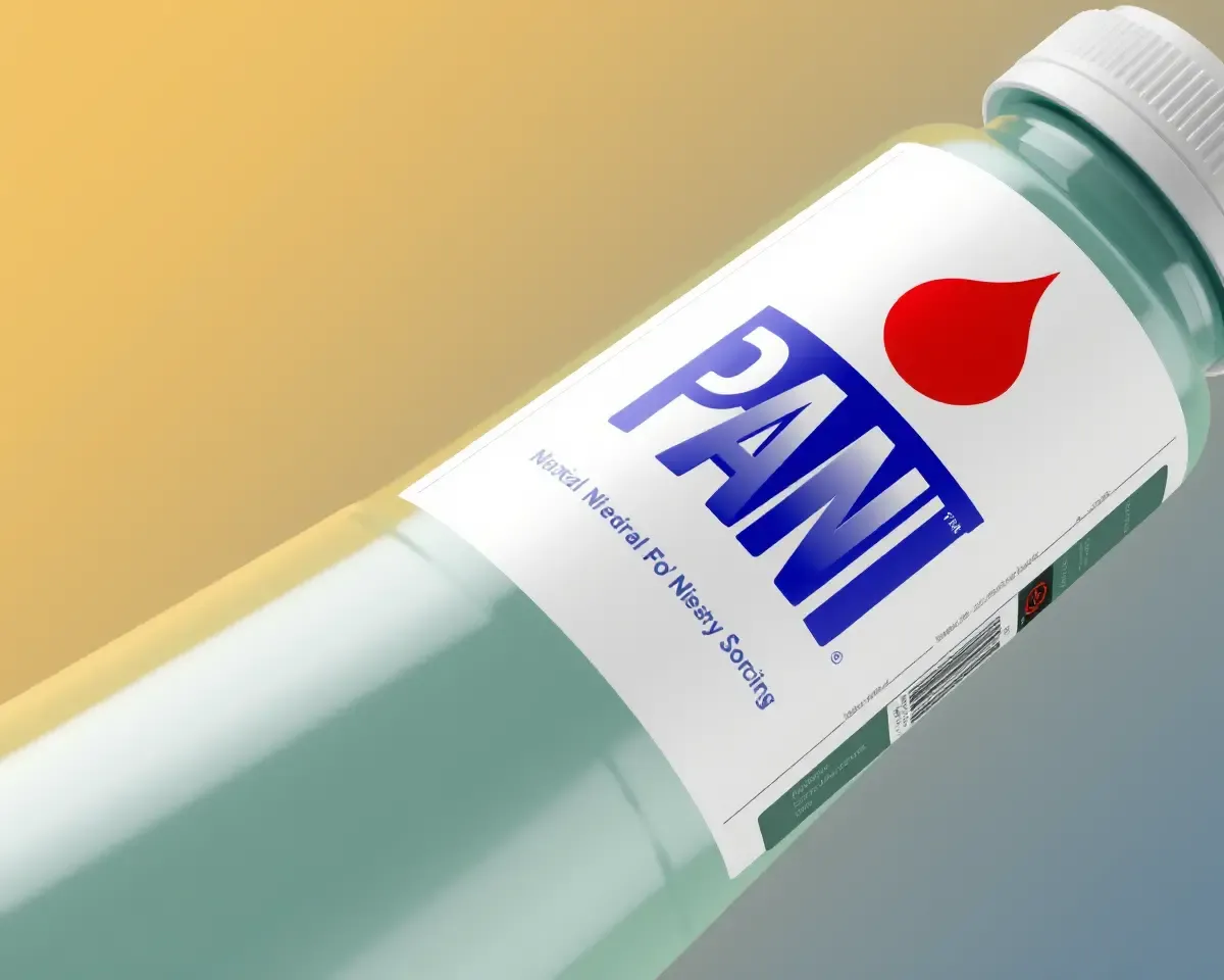 Realistic Pani Bottle with Label and Cap Close-up