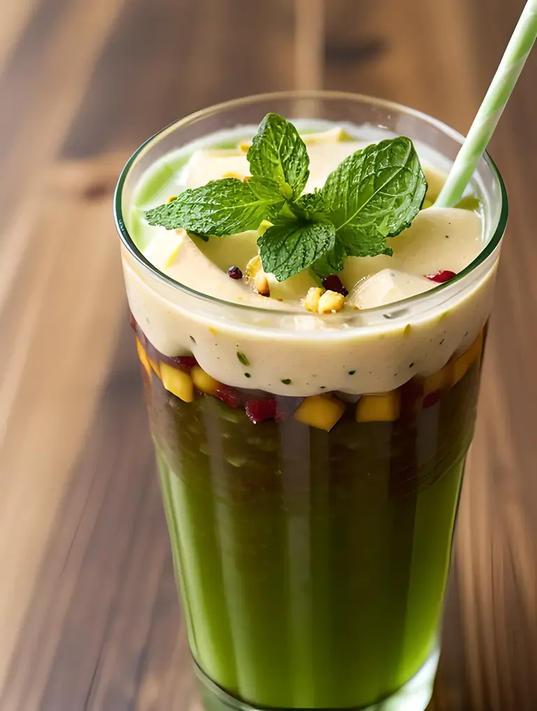 Refreshing Summer Raita with Mint and Ice Cubes