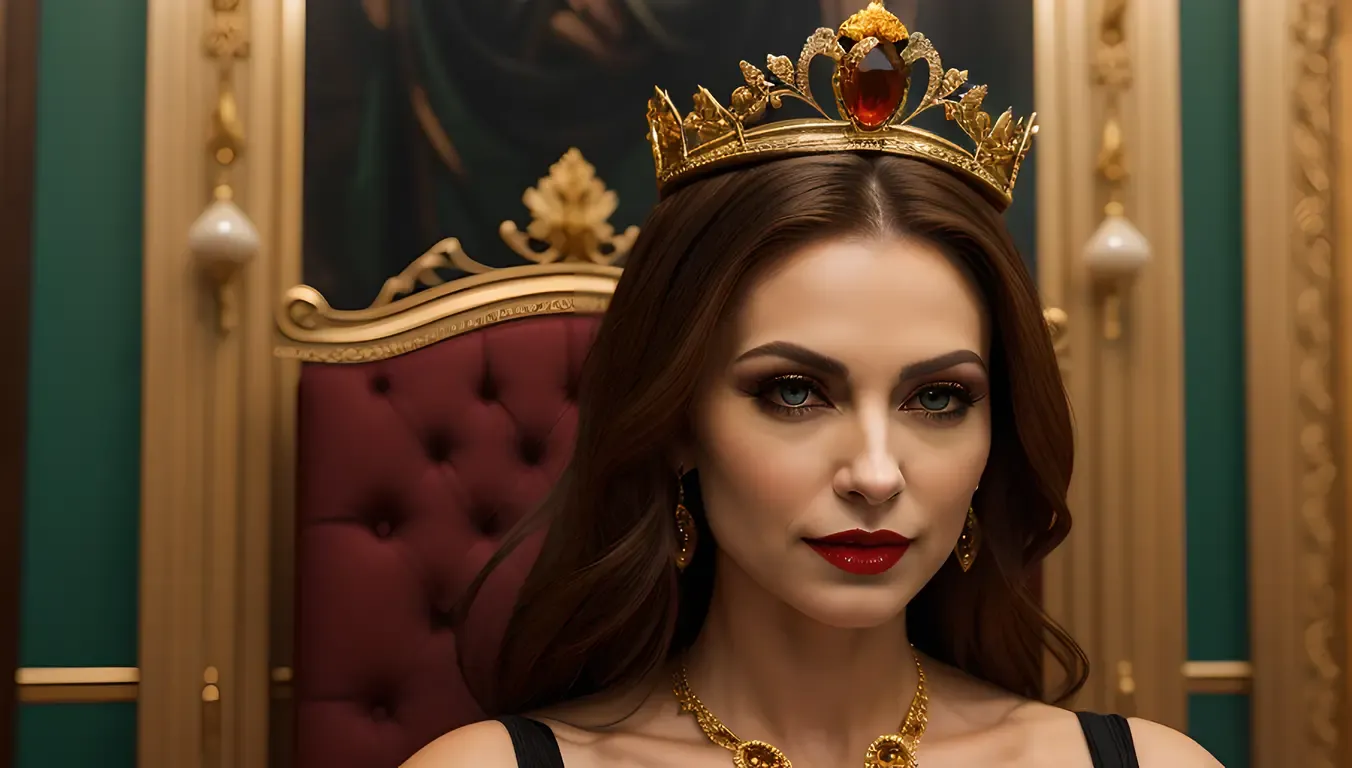 Regal Female Vampire Rules with Jewel-Toned Authority