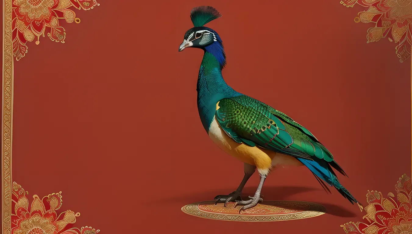 Regal Kushti Wallpaper with Peacocks, Florals, and Geometric Patterns