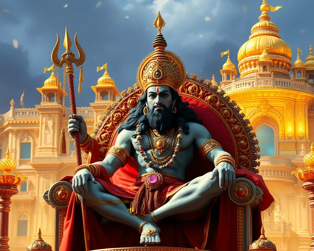 Regal Mahadev on Opulent Throne Background