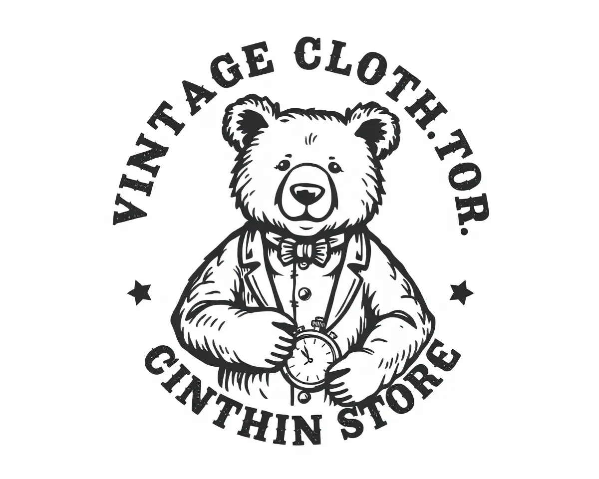 Retro Bear Logo for Vintage Clothing Store