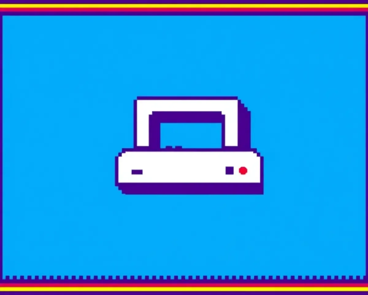 Retro Computer System Flag in Pixelated Design