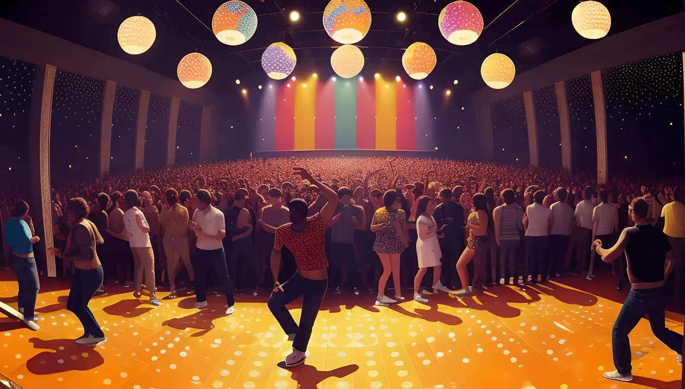 Retro Hip Hop Dancer in Disco with Patterned Wallpaper