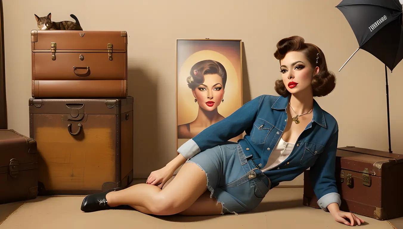 Retro-Inspired Smoking Girl in Vintage Photo Studio