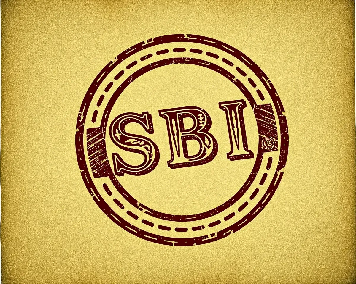Retro SBI Stamp with Distressed Textures and Vintage Aesthetic