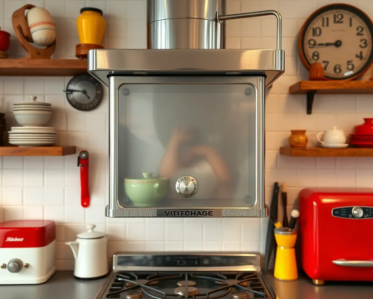Retro-Style Kitchen Chimney with Chrome Exterior Handle