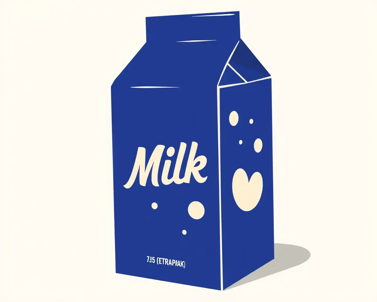 Retro Tetra Pak Milk Carton Illustration from the 1950s