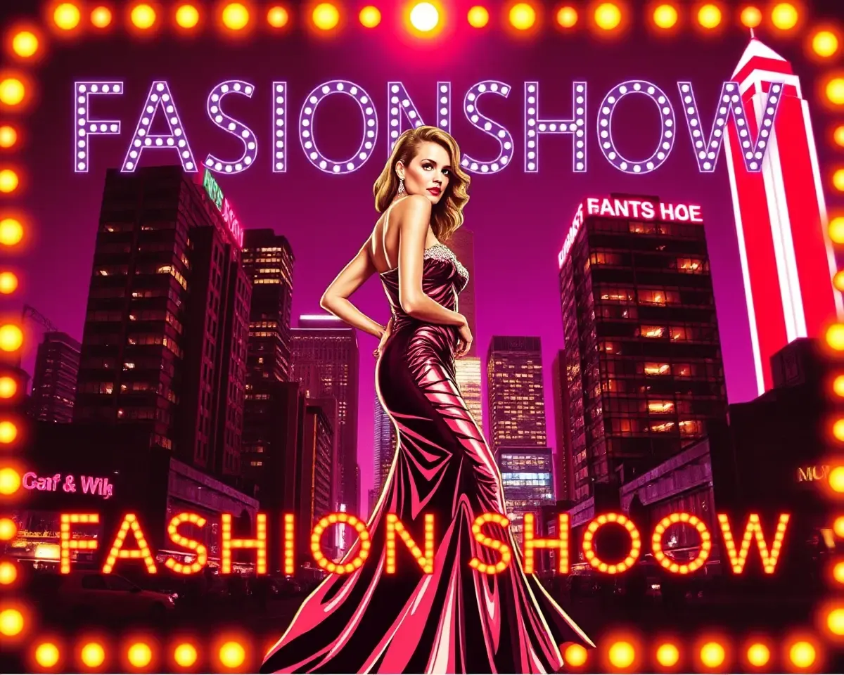 Retro Vogue Poster: Glamorous Model in Neon City