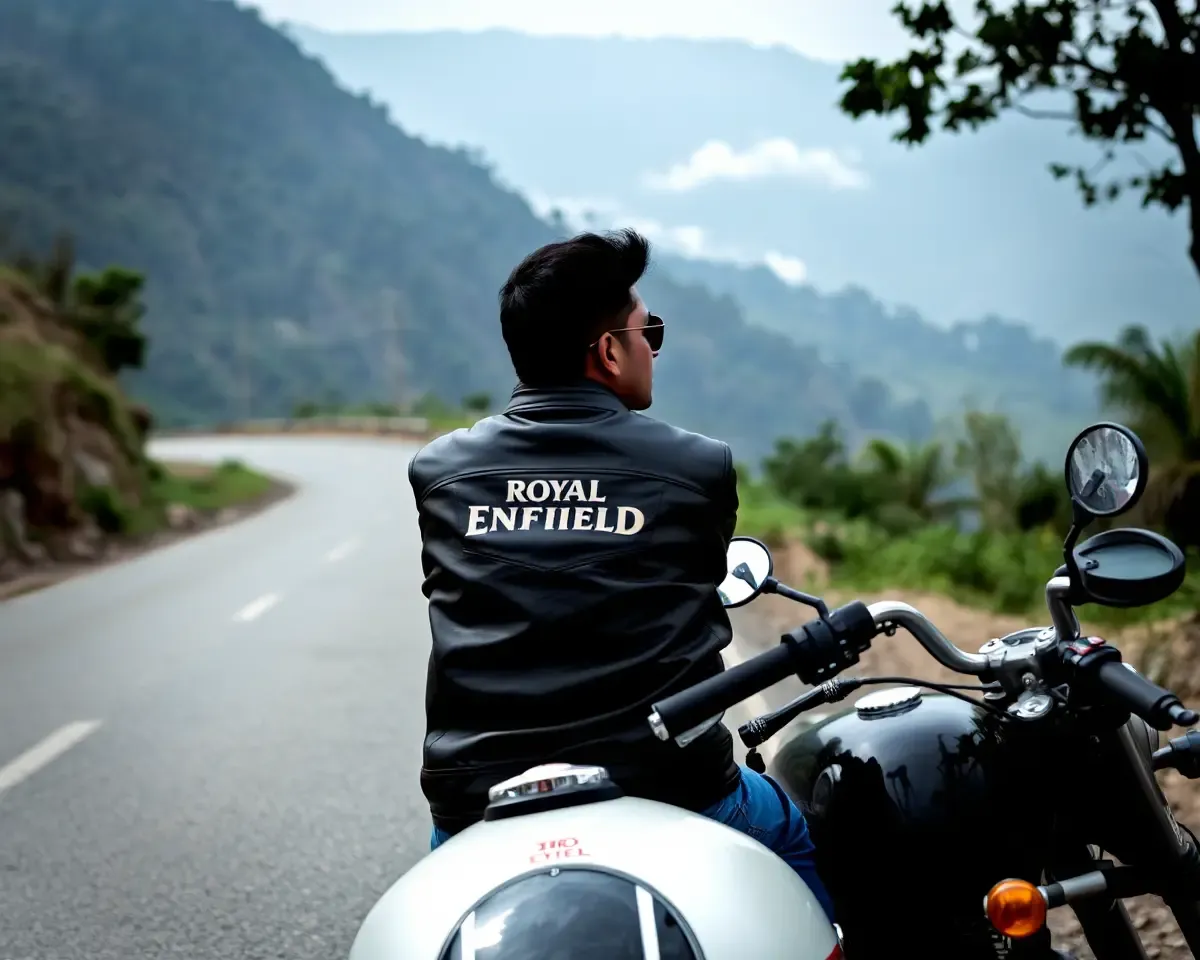 Rider Enjoys Scenic Mountain Ride on Royal Enfield Bike