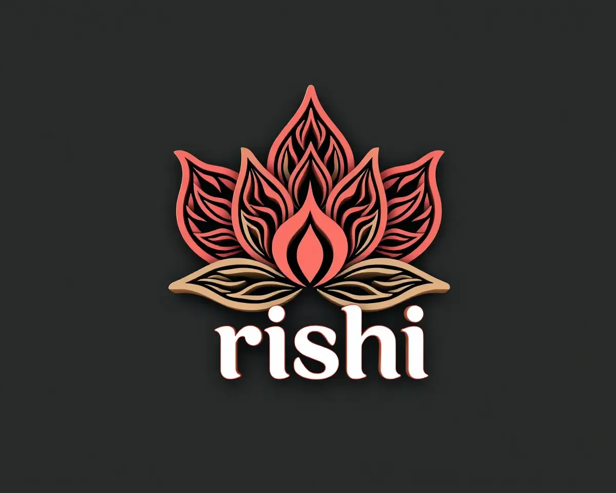 Rishi Logo 3D: Stylized Lotus Flower with Intricate Details