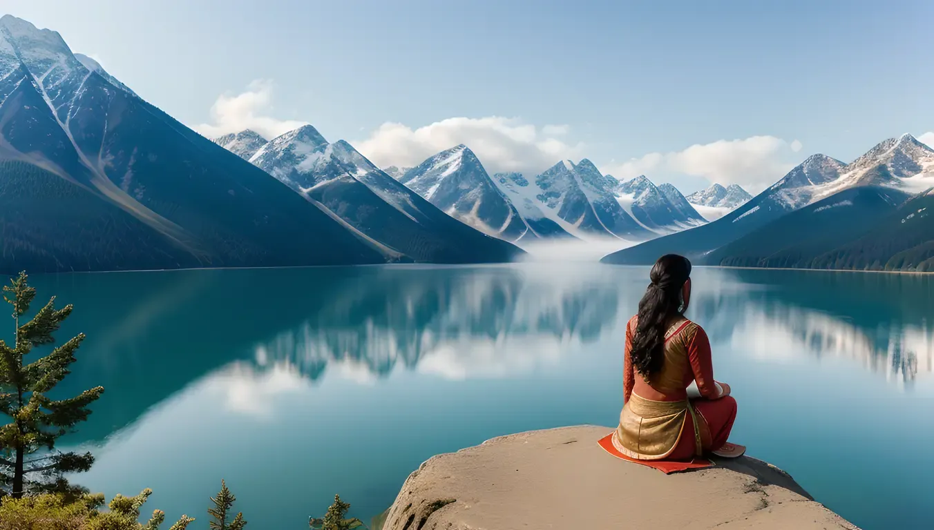 Ritika's Serene Moment Overlooking Misty Lake