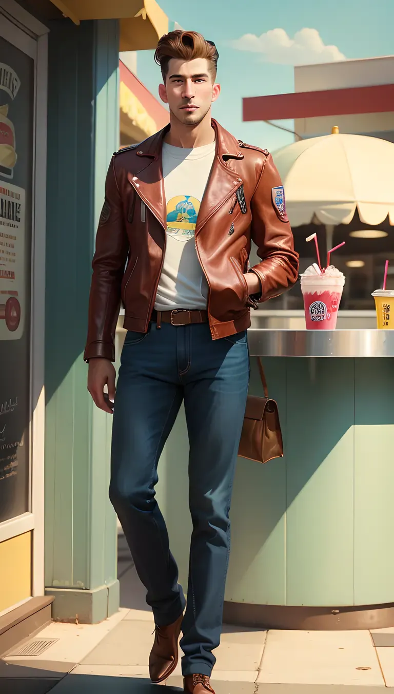 Rodney Hilton Jr. in Classic Diner Outfit with Milkshake