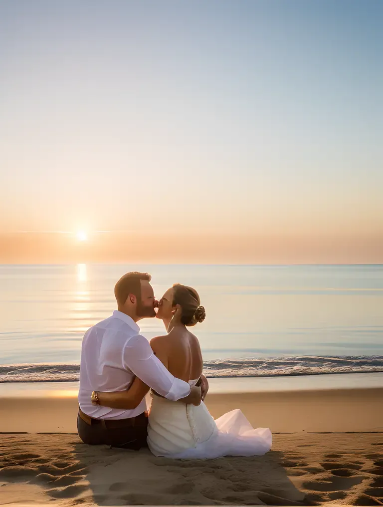 Romantic Sunset Beach Photo Editing with Free Online Tool