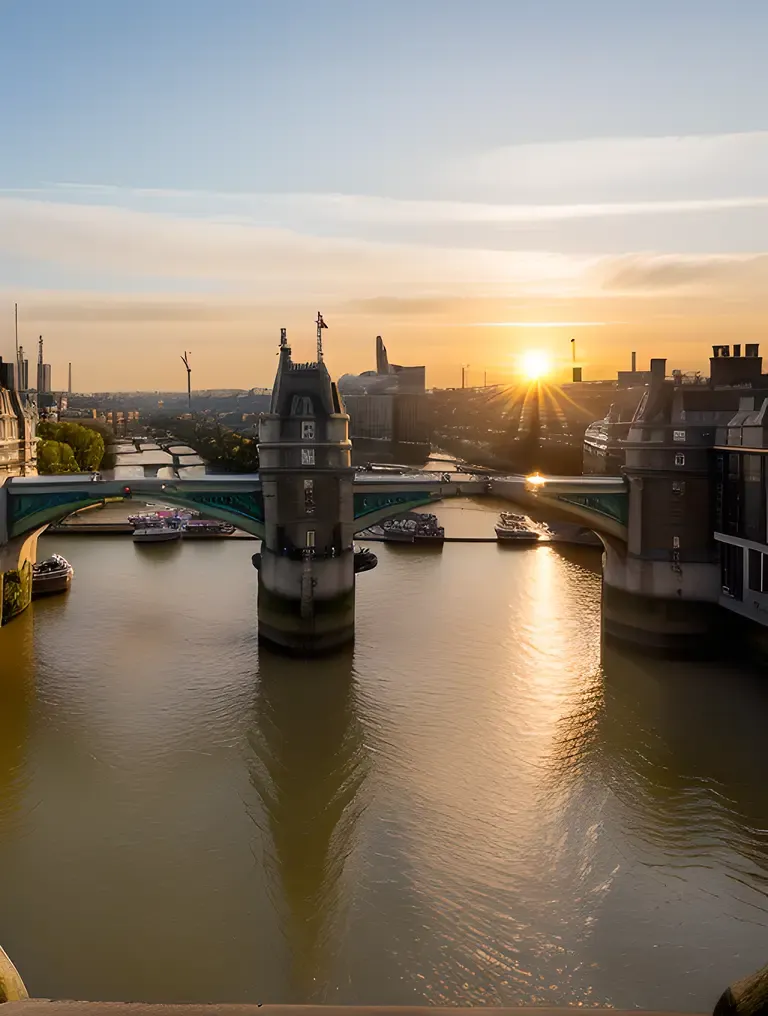 Romantic Sunset View of London Bridge and the River