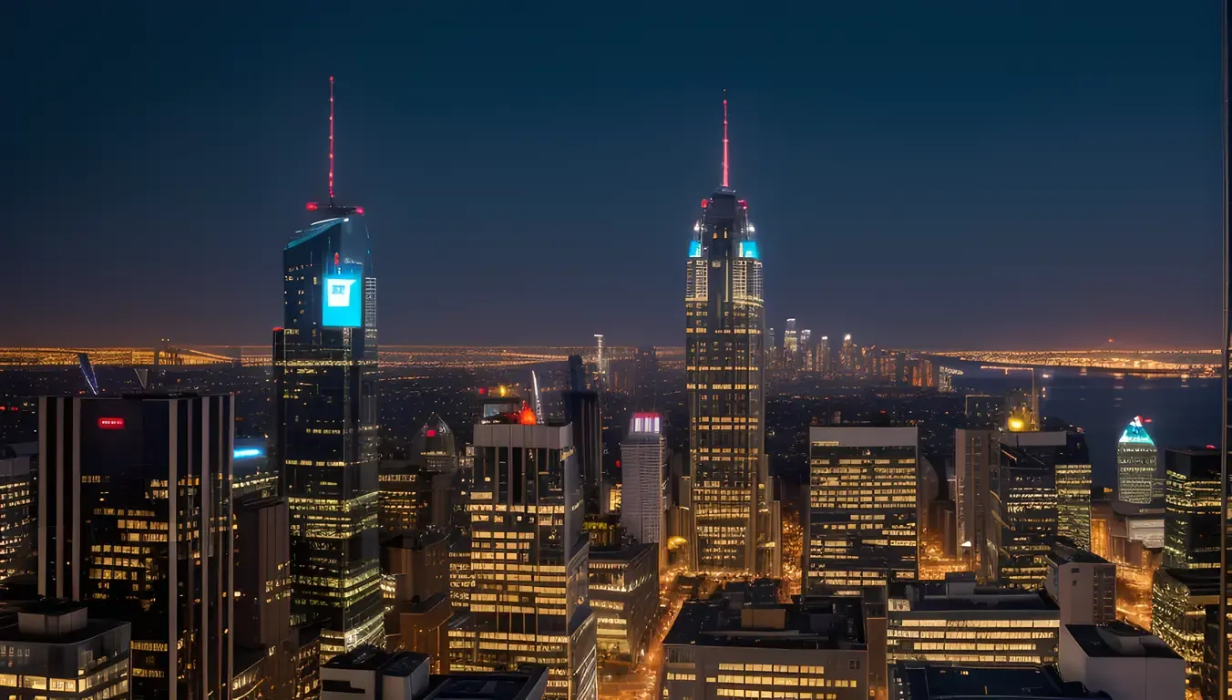 Rowlatt Solutions Company Logo Shines in City Skyline