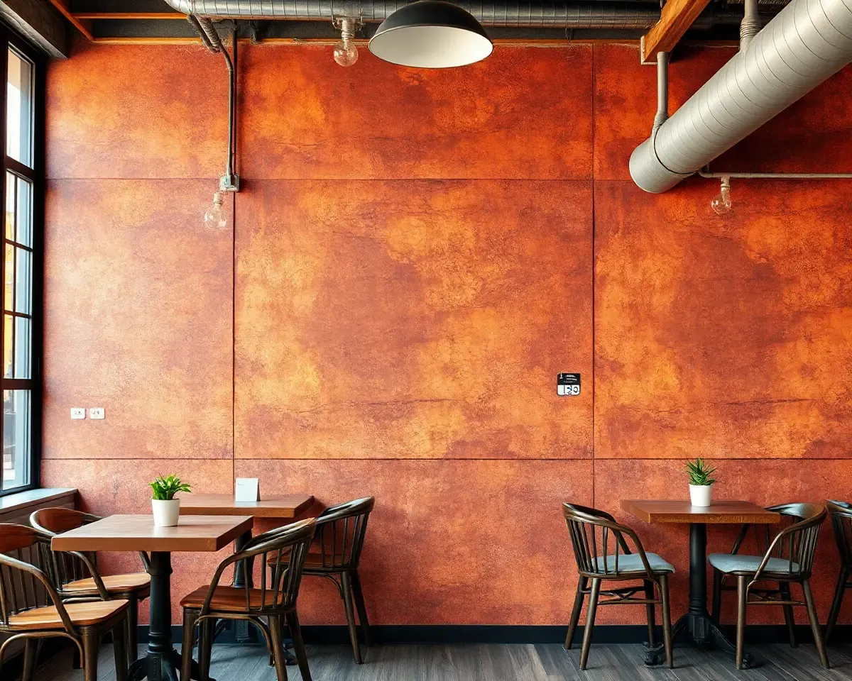 Rustic Coffee Shop with Corten Steel Texture Walls