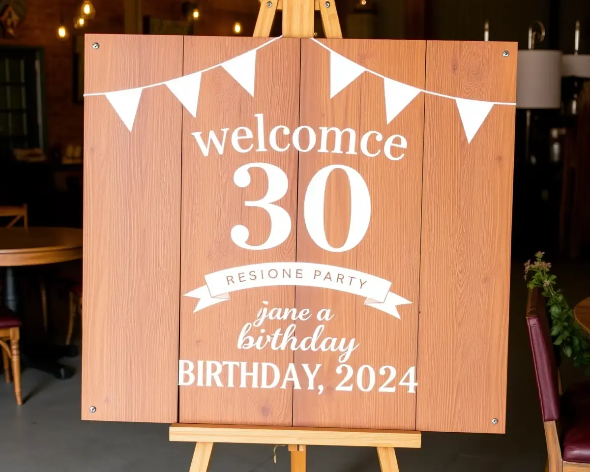 Rustic Country Welcome Board for 30th Birthday Party Celebration