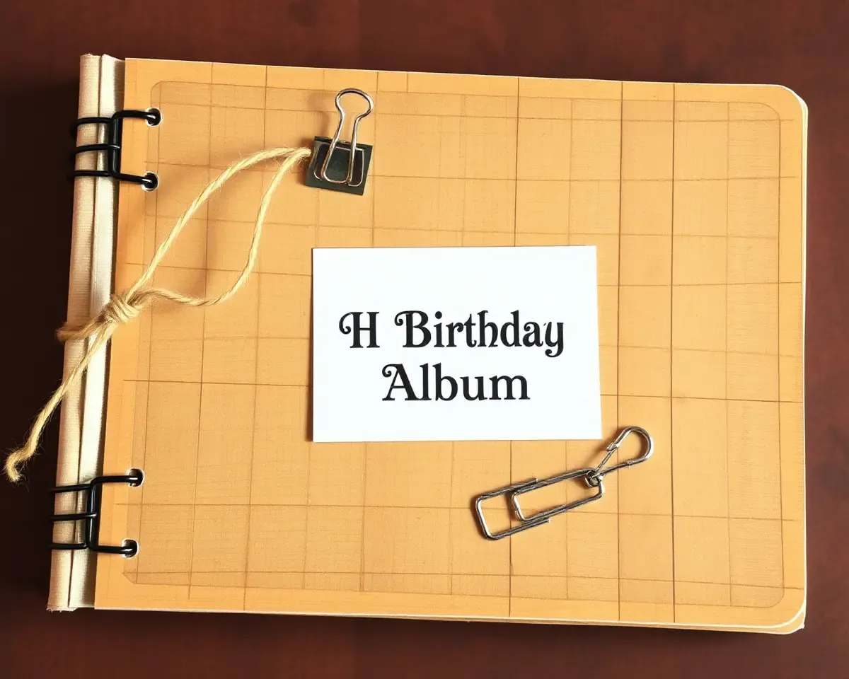 Rustic Distressed Birthday Album with Wooden Cover and Twine