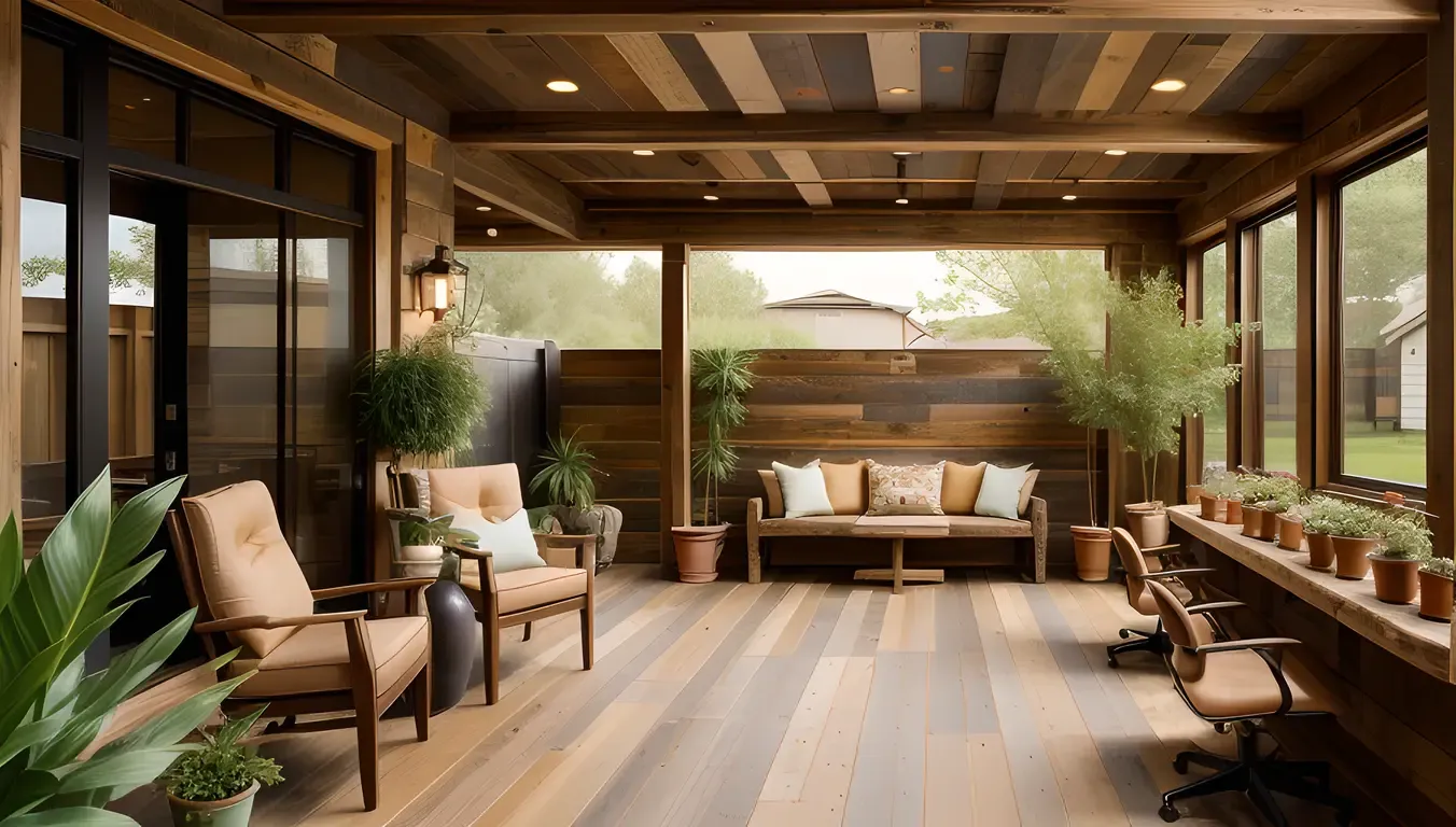 Rustic Ladies Salon with Reclaimed Wood and Natural Stone Exterior