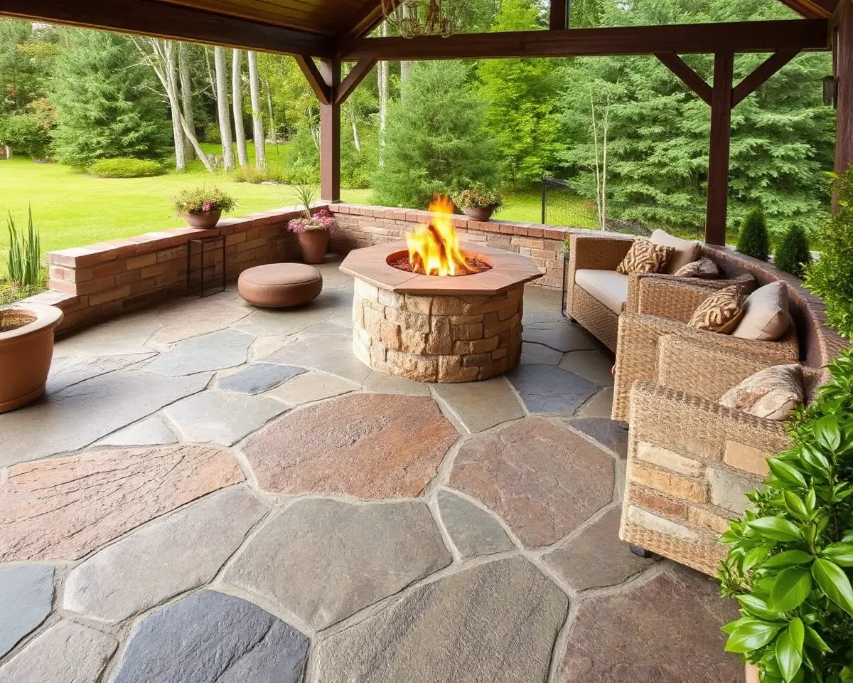 Rustic Outdoor Patio with Seamless Kota Stone Texture