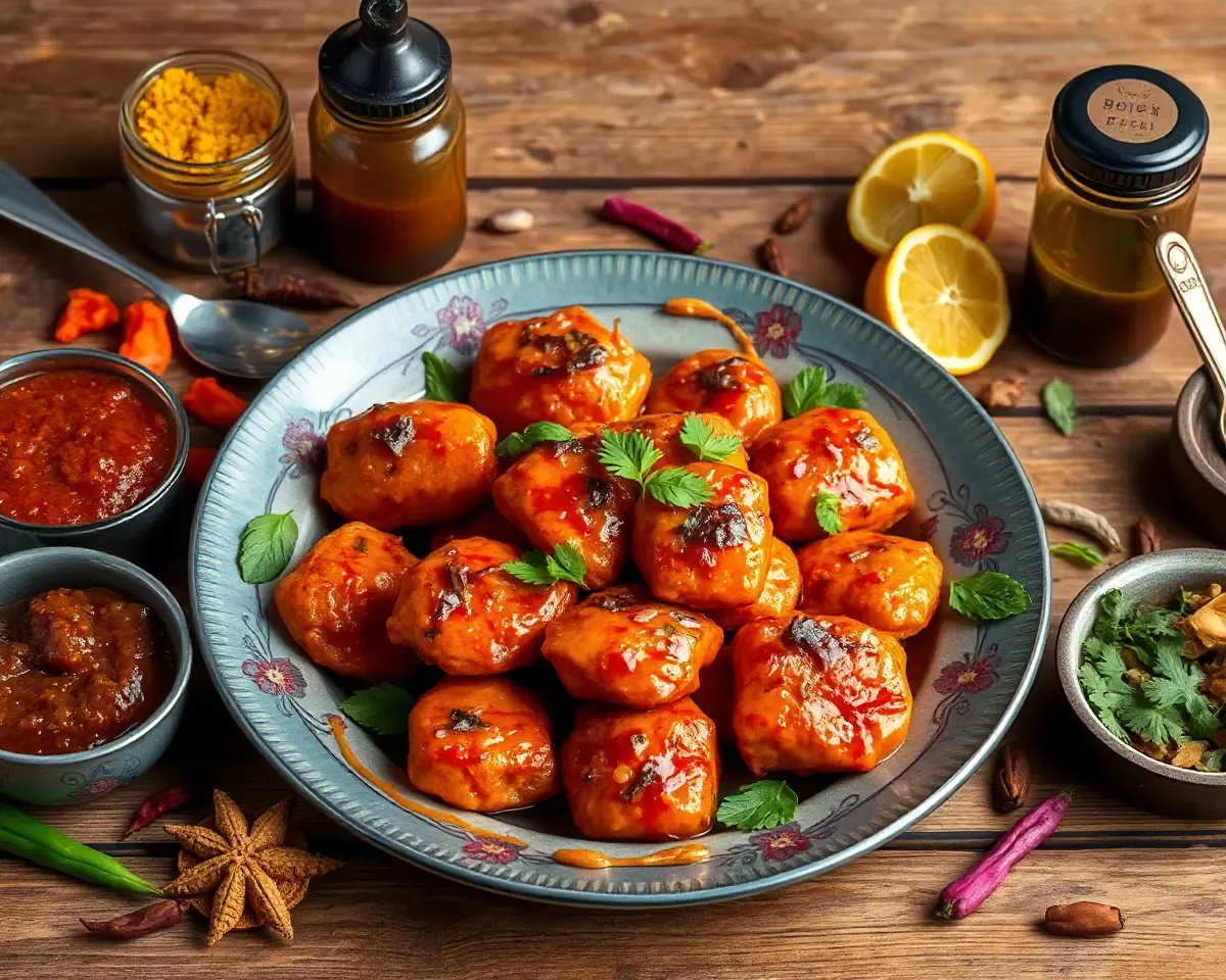 Rustic Still Life Composition Features Gathiya and Indian Spices