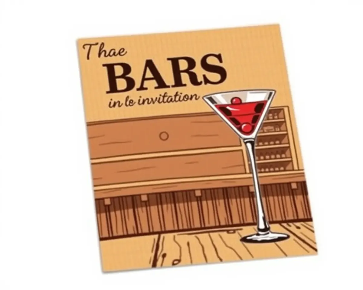 Rustic Wooden Barsa Invitation Card with Vintage Glass