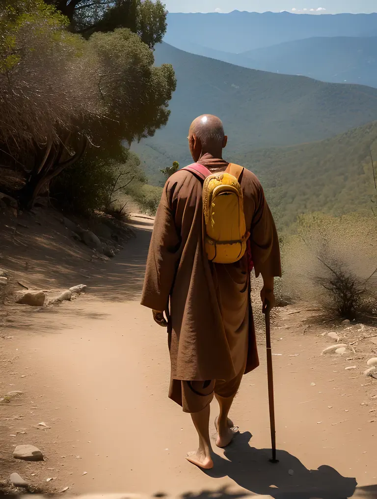 Sadhu's Spiritual Journey on Mountain Trail