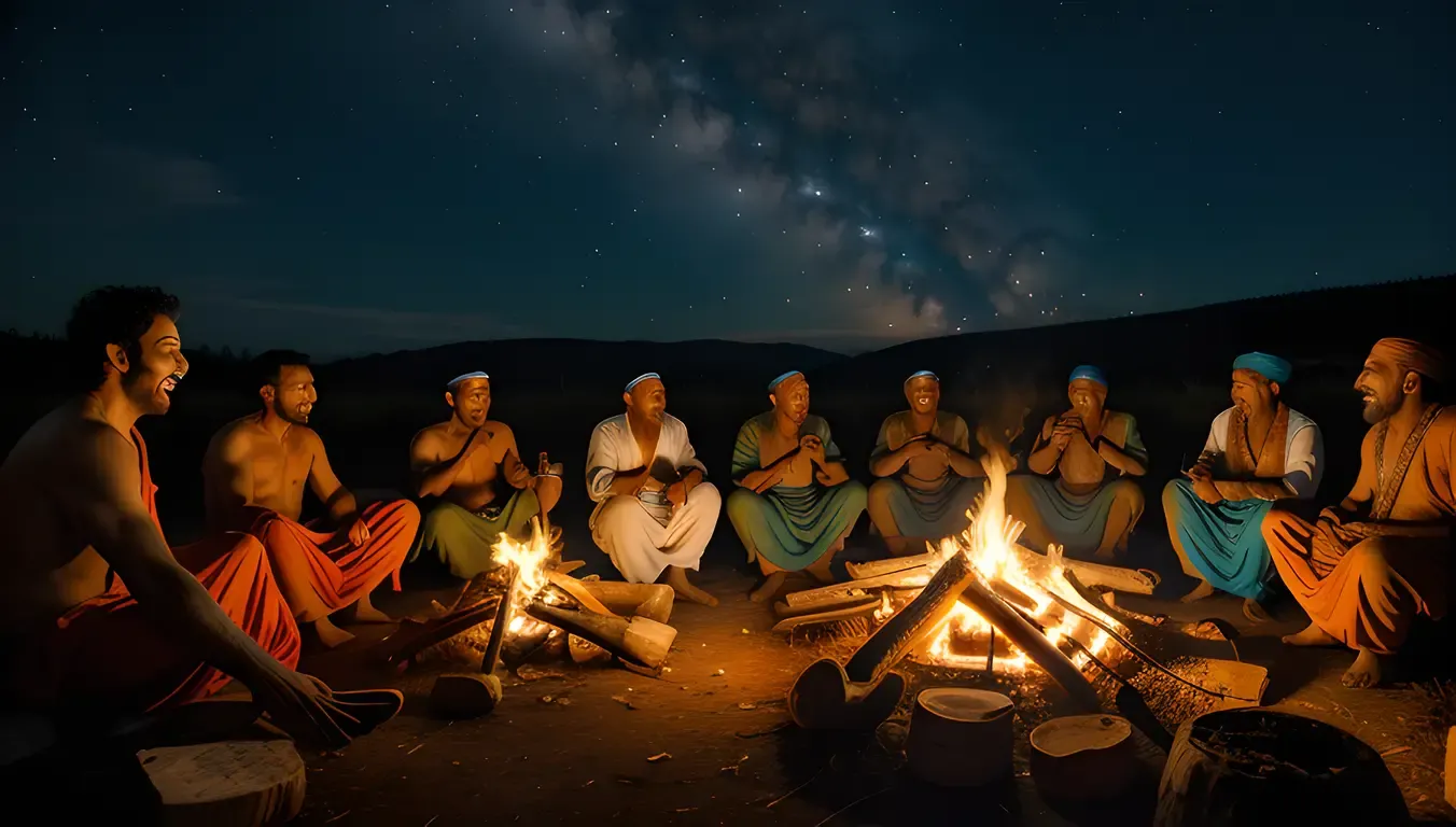 Sadhus Share Stories by Campfire in Dense Forest
