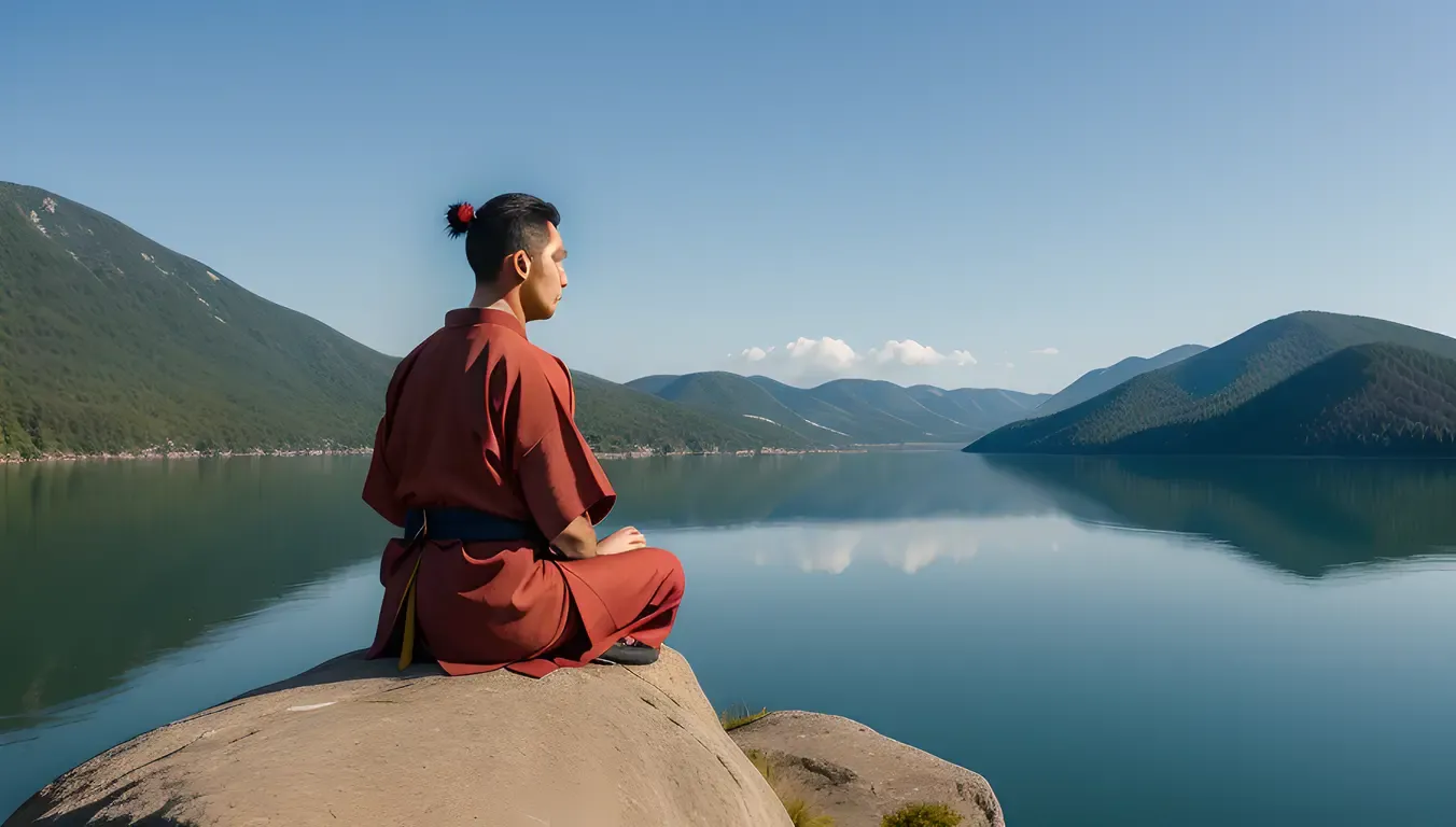 Samurai Profile Pic: Contemplative Warrior by the Lake